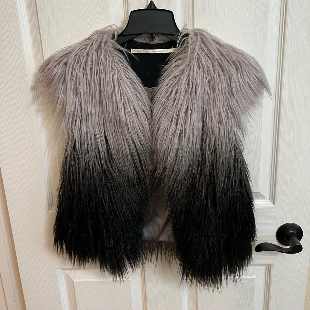 Stylish Gray and Black Faux Fur Vest